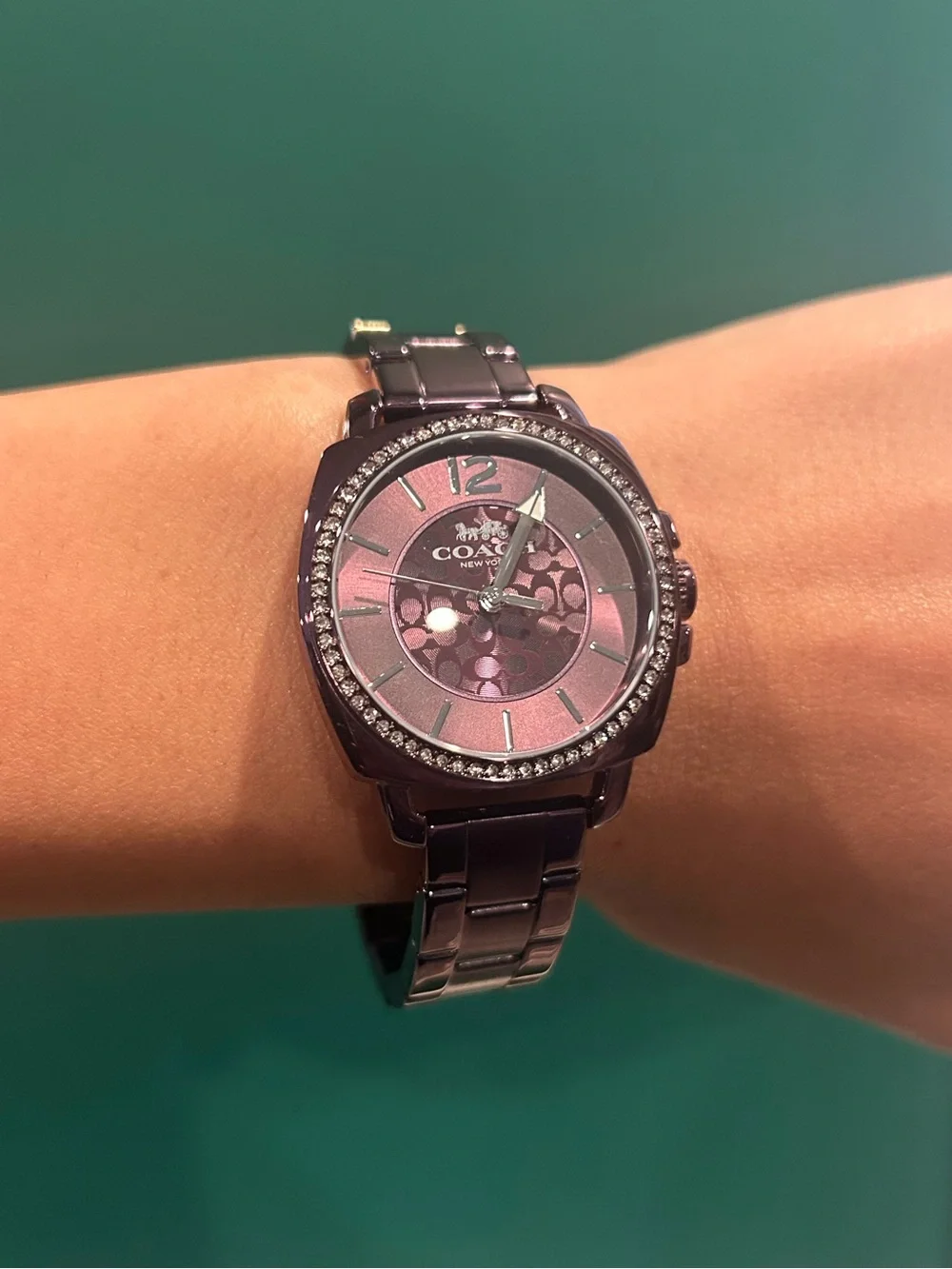 Coach Women's BRAND NEW Purple Diamond Accent Stainless Steel Bracelet Watch